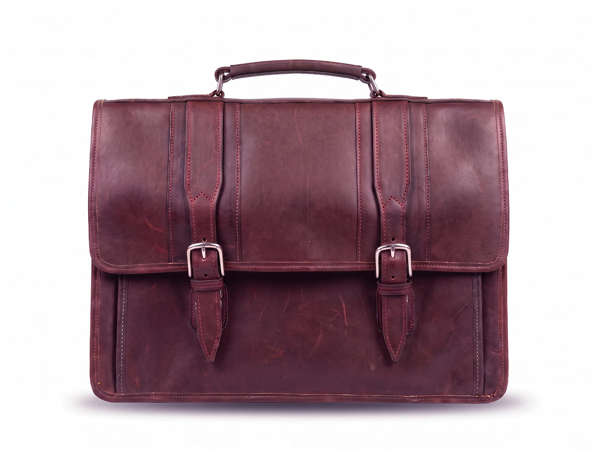 The Lincoln Brief in Regal Merlot leather